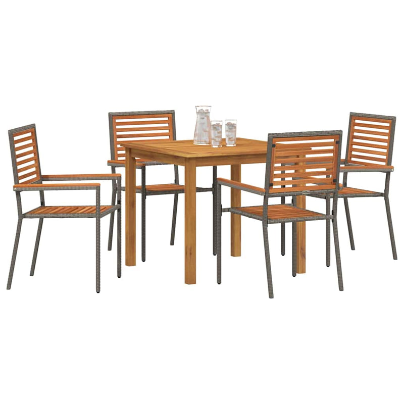 Set de masă pentru grădină 5 buc. Gri Lemn Solid de Acacia