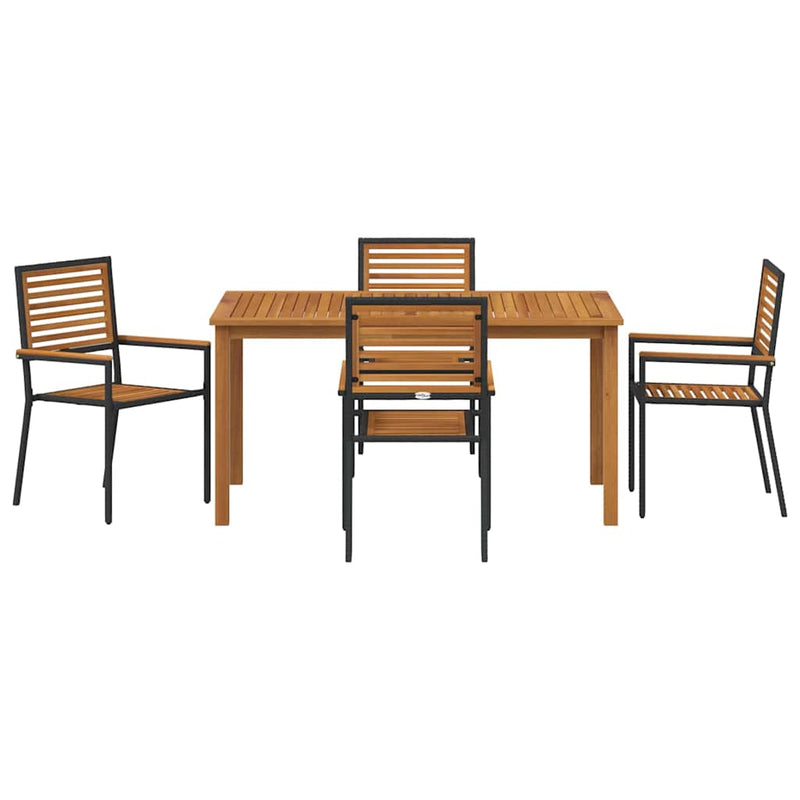 Set de masă pentru grădină 5 buc. Negru Lemn Solid de Acacia