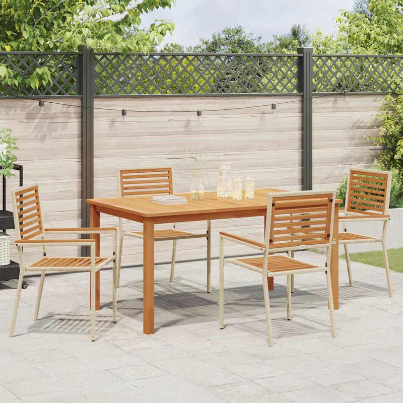 Set de masă pentru grădină 5 buc. Bej Lemn Solid de Acacia