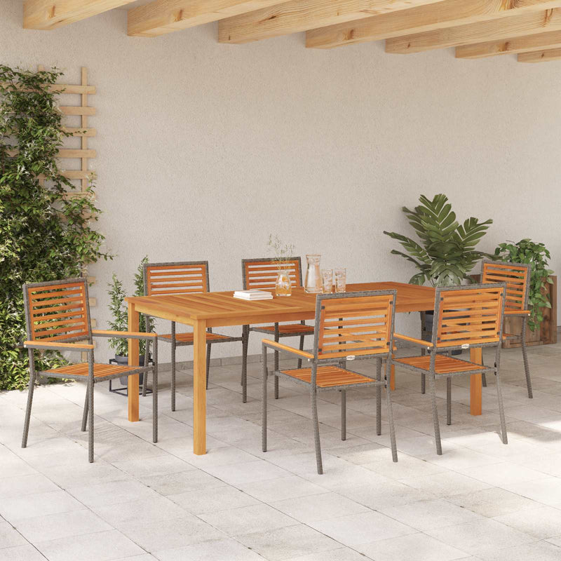 Set de masă pentru grădină 7 buc. Gri Lemn Solid de Acacia