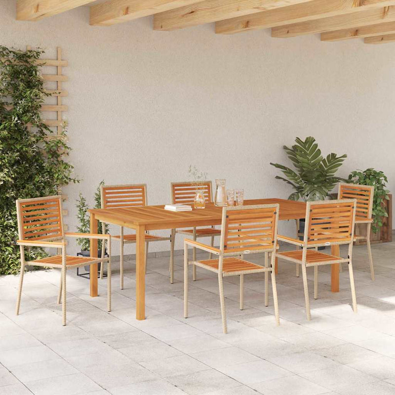 Set de masă pentru grădină 7 buc. Bej Lemn Solid de Acacia