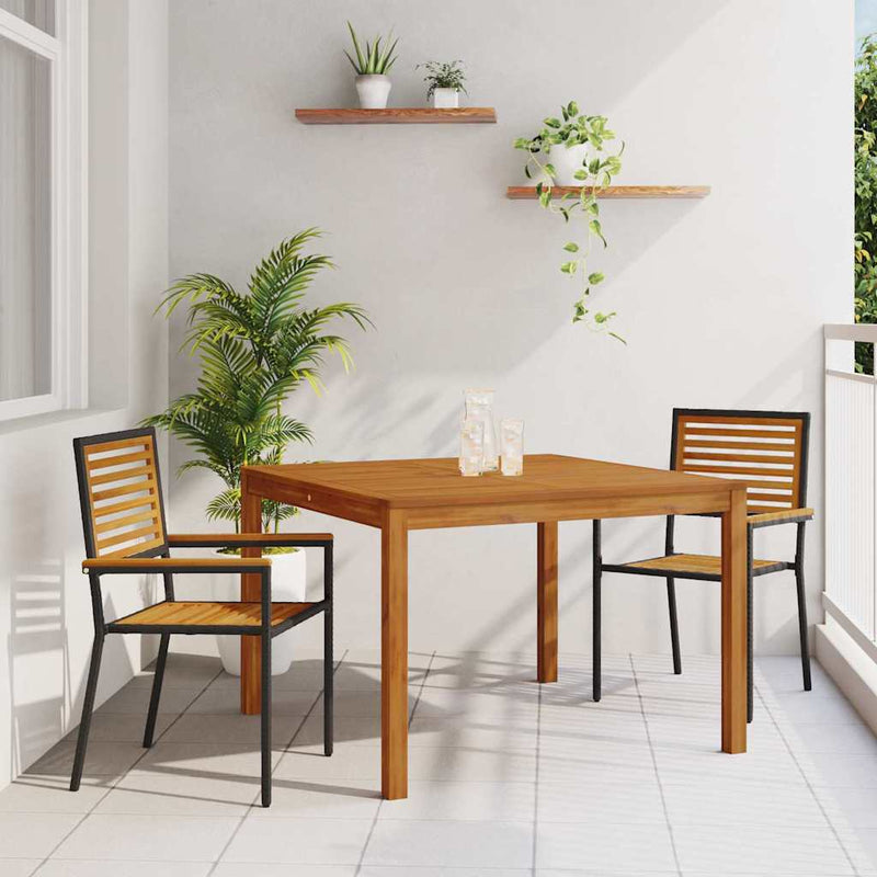 Set de masă pentru grădină 3 buc. Negru Lemn Solid de Acacia