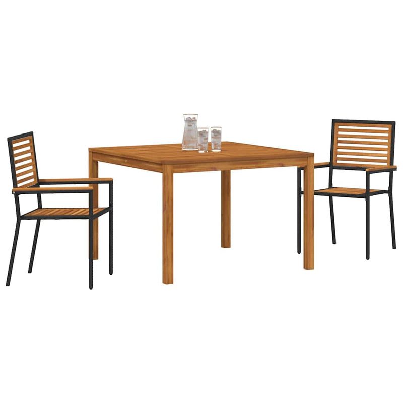 Set de masă pentru grădină 3 buc. Negru Lemn Solid de Acacia