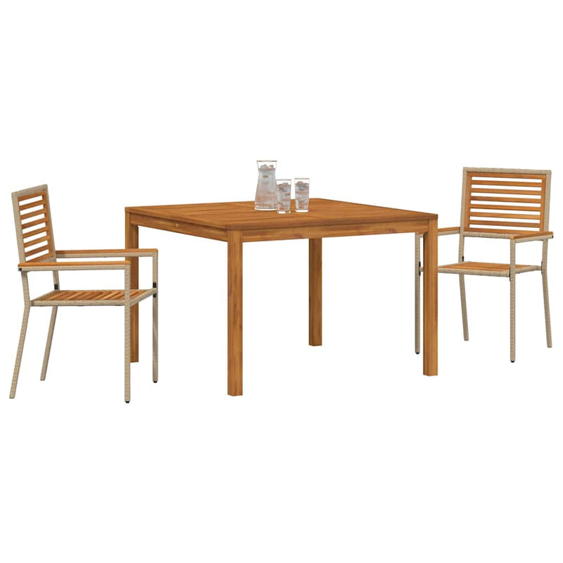 Set de masă pentru grădină 3 buc. Bej Lemn Solid de Acacia