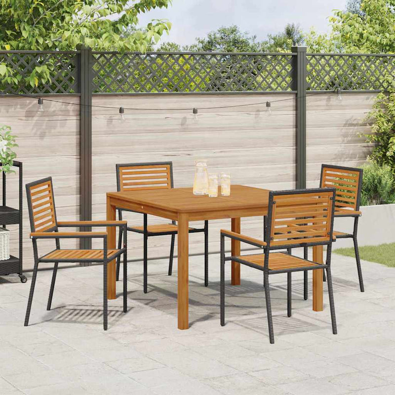 Set de masă pentru grădină 5 buc. Negru Lemn Solid de Acacia