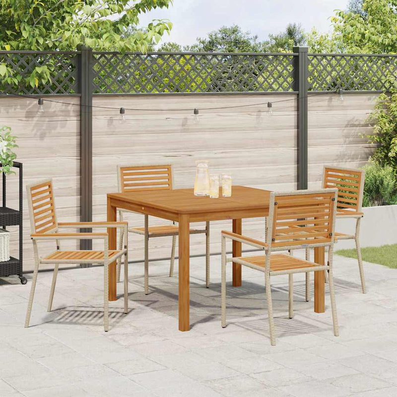 Set de masă pentru grădină 5 buc. Bej Lemn Solid de Acacia
