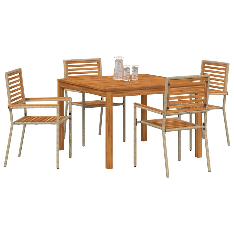 Set de masă pentru grădină 5 buc. Bej Lemn Solid de Acacia