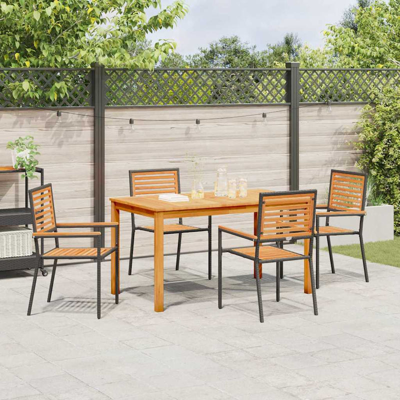 Set de masă pentru grădină 5 buc. Negru Lemn Solid de Acacia