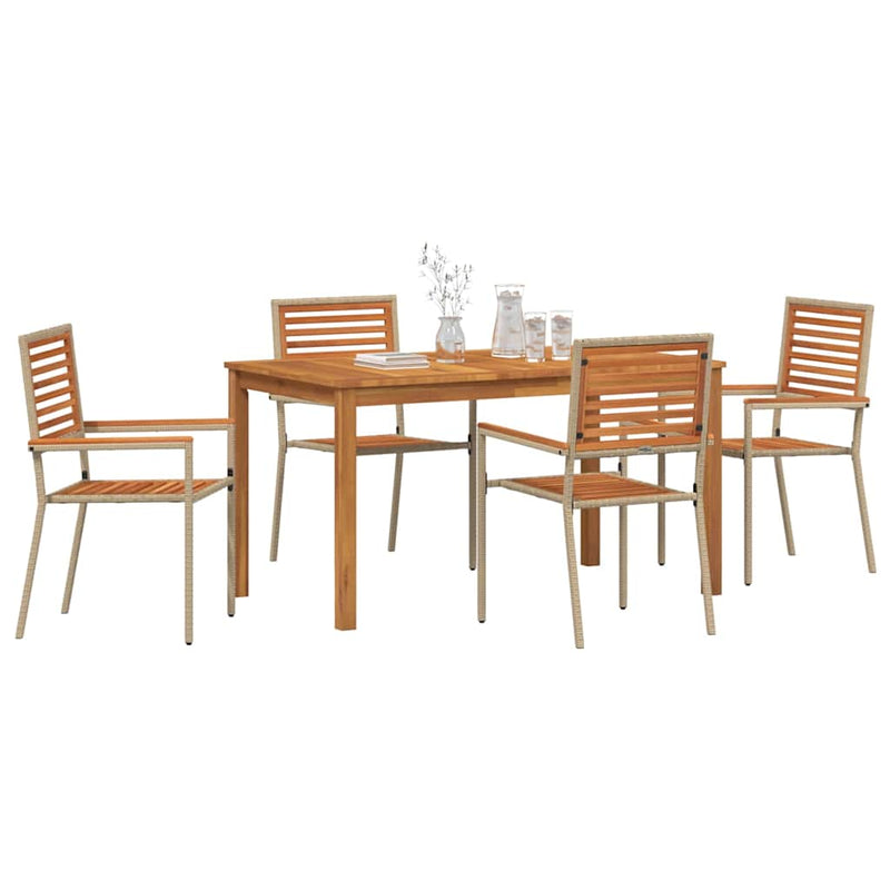 Set de masă pentru grădină 5 buc. Bej Lemn Solid de Acacia