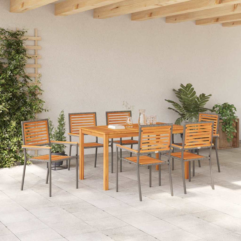 Set de masă pentru grădină 7 buc. Gri Lemn Solid de Acacia