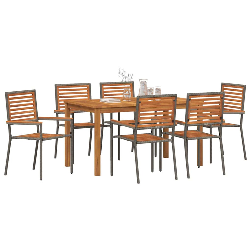 Set de masă pentru grădină 7 buc. Gri Lemn Solid de Acacia