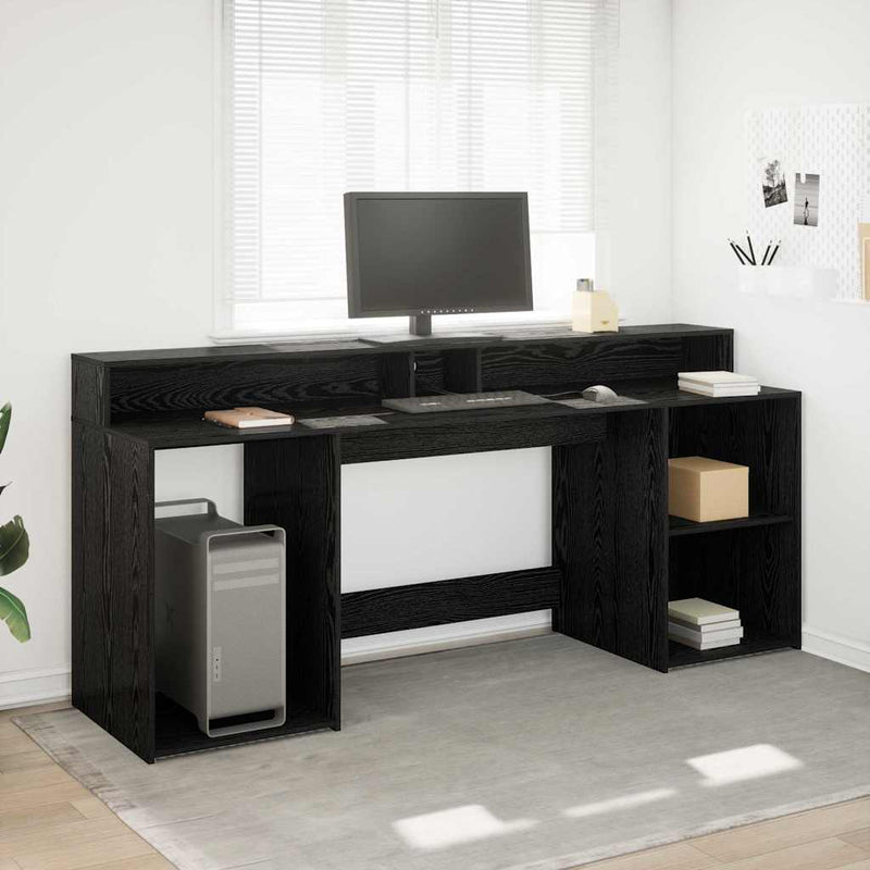 Birou cu sertar Stejar negru 200 x 55 x 91 cm Lemn prelucrat