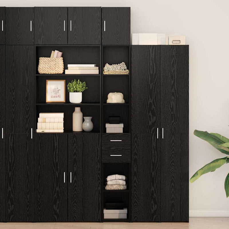 Dulap de depozitare 2 buc. Stejar Negru 30 x 42,5 x 225 cm