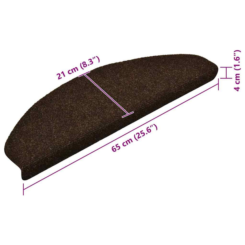 Covorașe autoadezive pentru scări, 20 buc., 65x21x4 cm, maro, semirotunde, mari