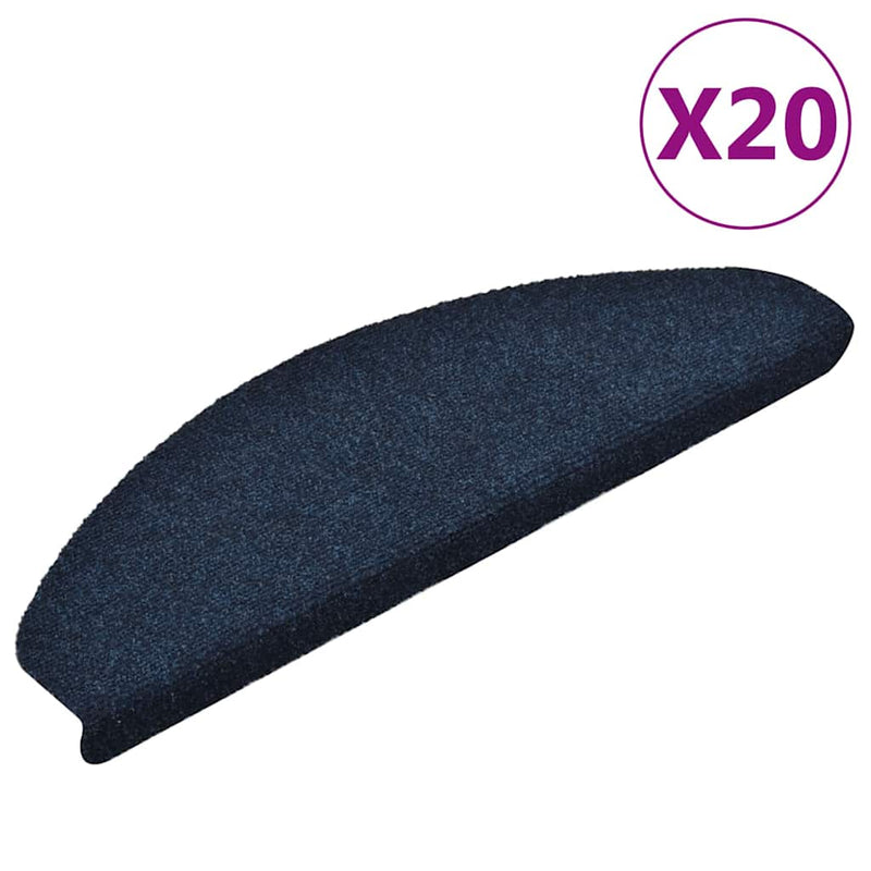 Covorașe autoadezive pentru scări, 20 buc., 65x21x4 cm, bleumarin, semirotunde, mari