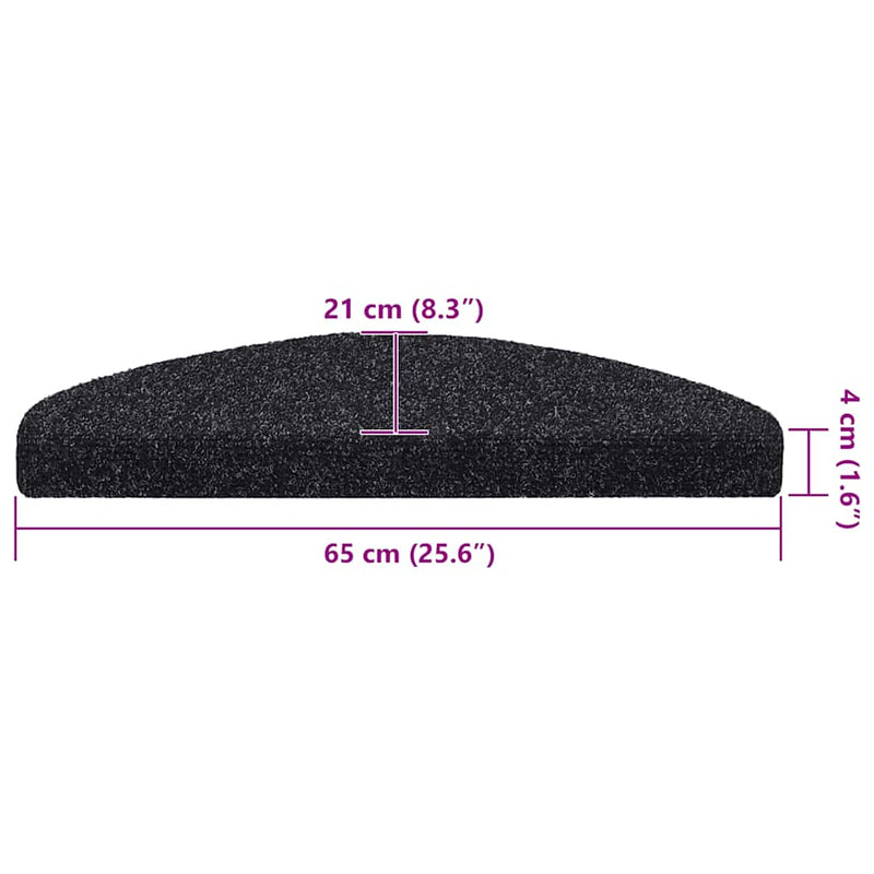 Covorașe autoadezive pentru scări, 30 buc., 65x21x4 cm, negru, semirotunde, mari