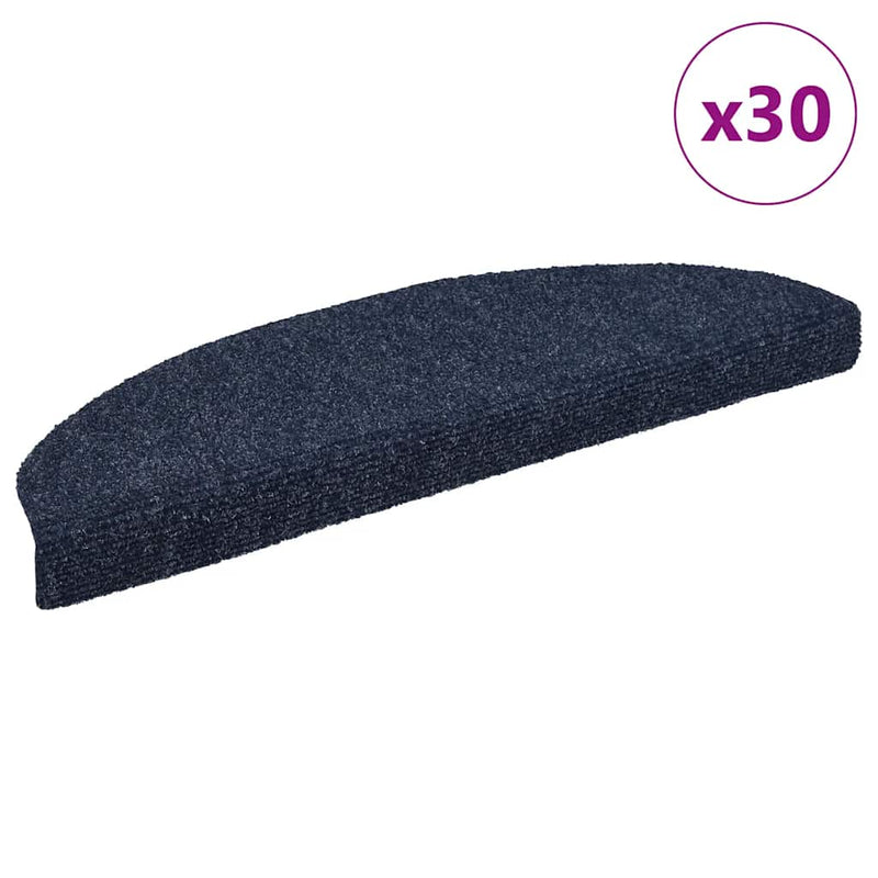 Covorașe autoadezive pentru scări, 30 buc., 65x21x4 cm, albastru, semirotunde, mari