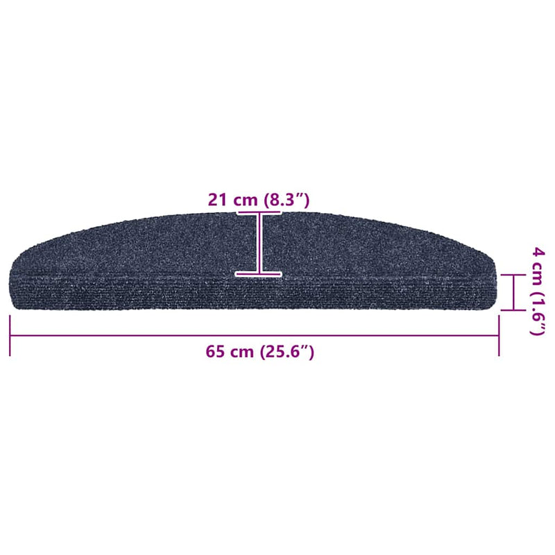 Covorașe autoadezive pentru scări, 30 buc., 65x21x4 cm, albastru, semirotunde, mari