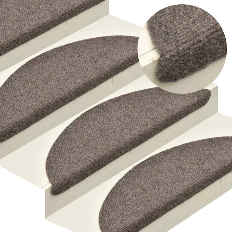 Covorașe autoadezive pentru scări, 30 buc., 65x21x4 cm, bej, semirotunde, mari