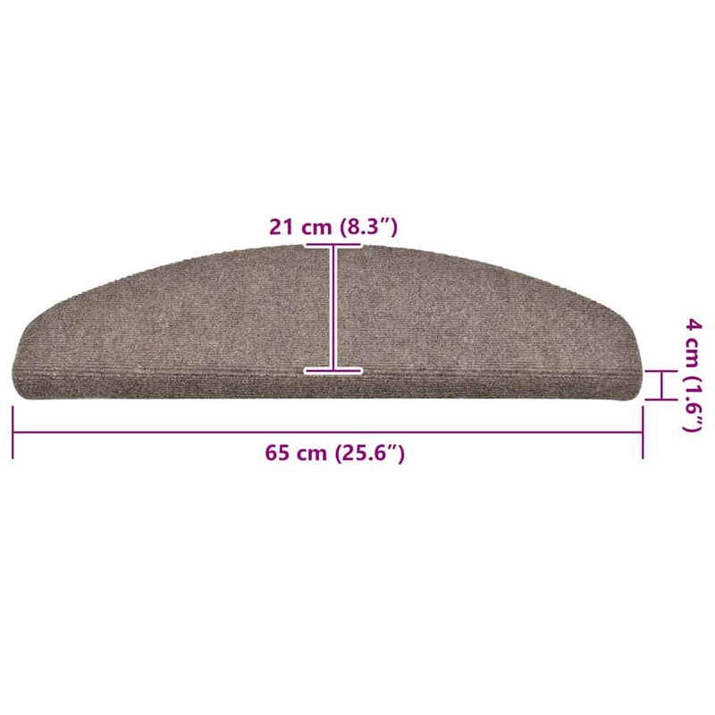 Covorașe autoadezive pentru scări, 30 buc., 65x21x4 cm, bej, semirotunde, mari