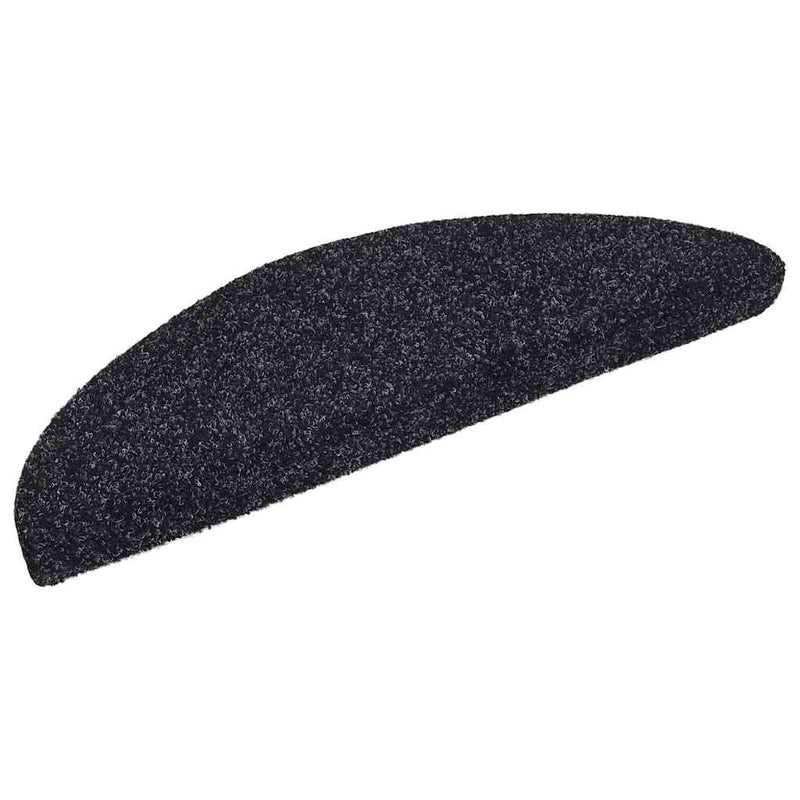 Covorașe autoadezive pentru scări, 30 buc., 56x17x3 cm, negre, semirotunde