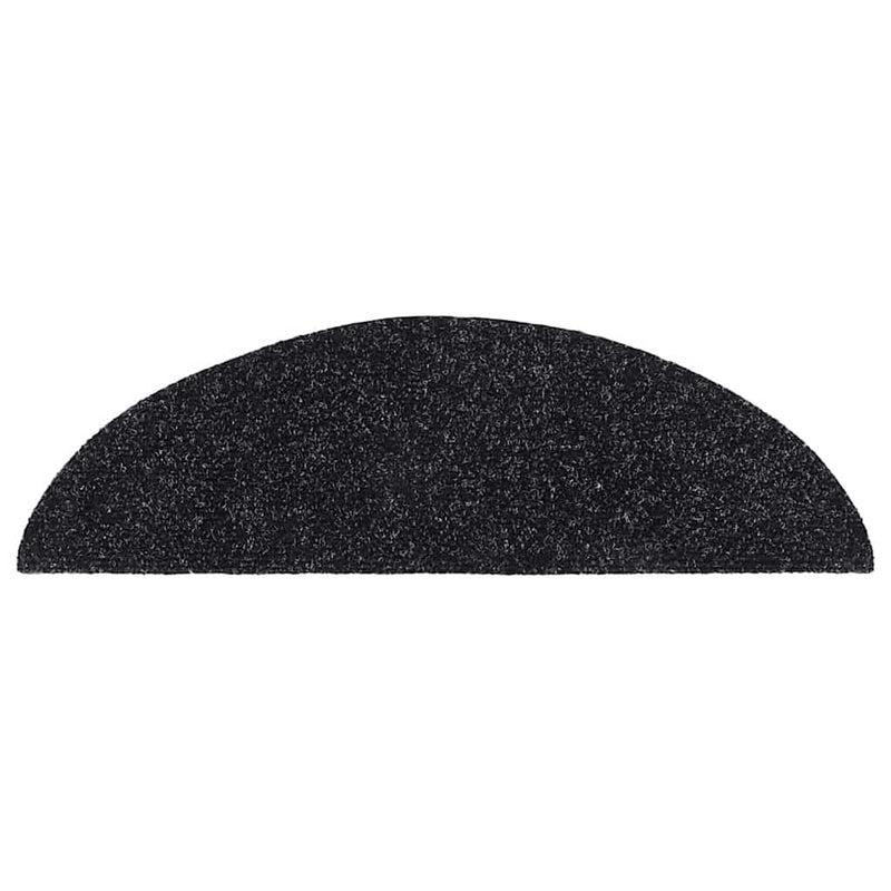 Covorașe autoadezive pentru scări, 30 buc., 56x17x3 cm, negre, semirotunde