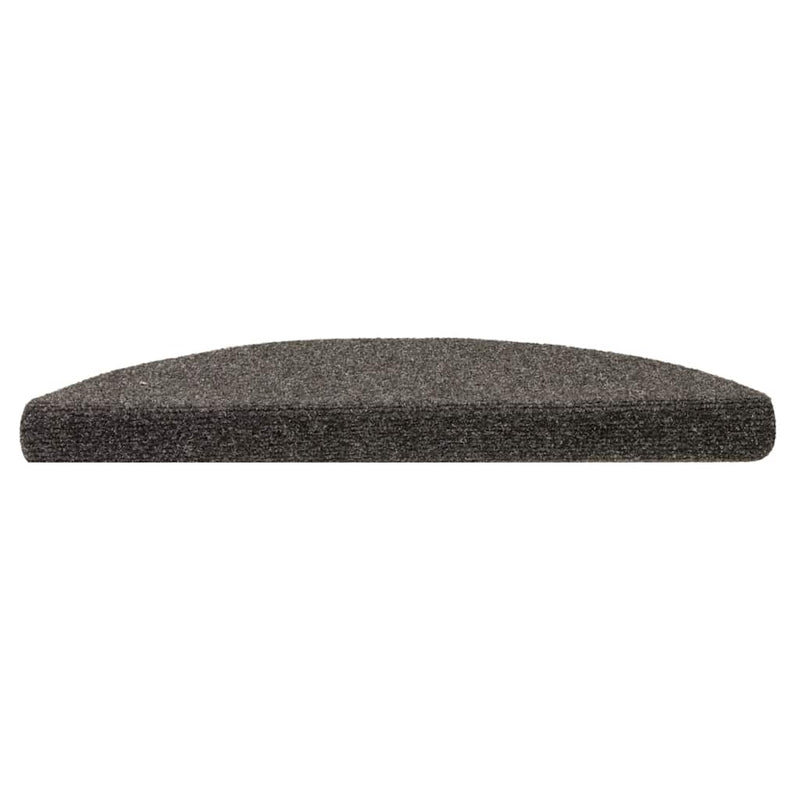 Covorașe pentru scări autoadezive, 30 buc., 56x17x3 cm, antracit, semirotunde