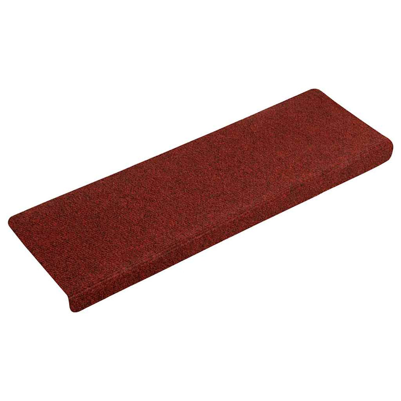 Covorașe pentru scări autoadezive, 30 buc., 65x21x4 cm, margini dreptunghiulare, roșu bordeaux