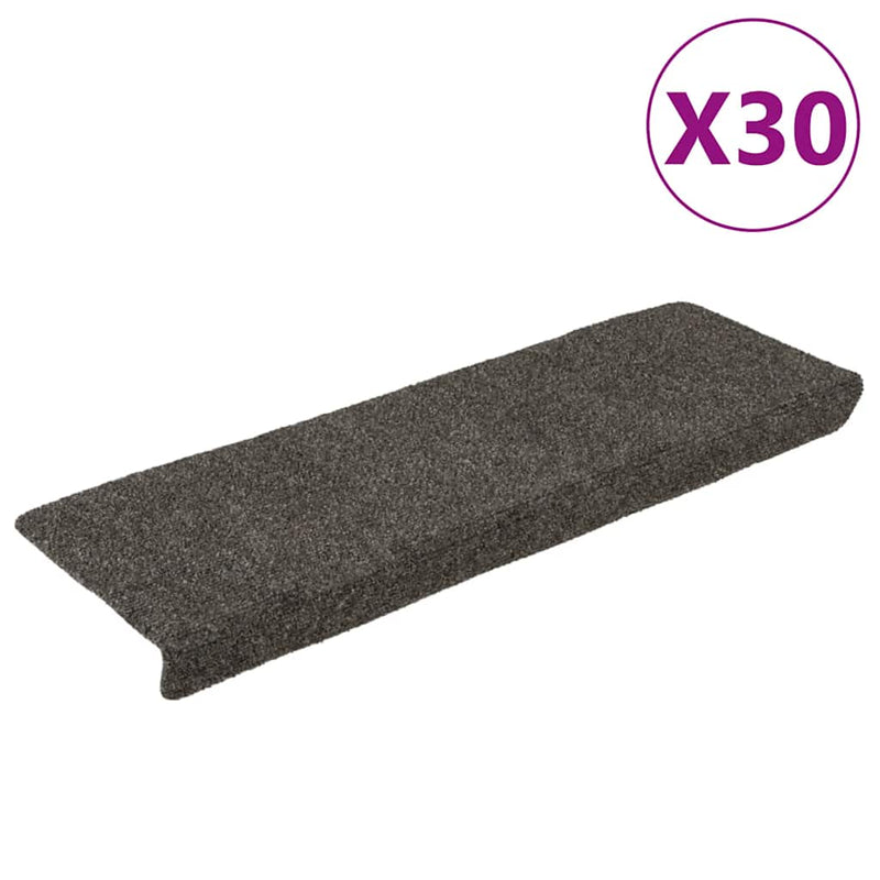 Covorașe autoadezive pentru scări, 30 buc., 65x21x4 cm, antracit, cu margine dreptunghiulară