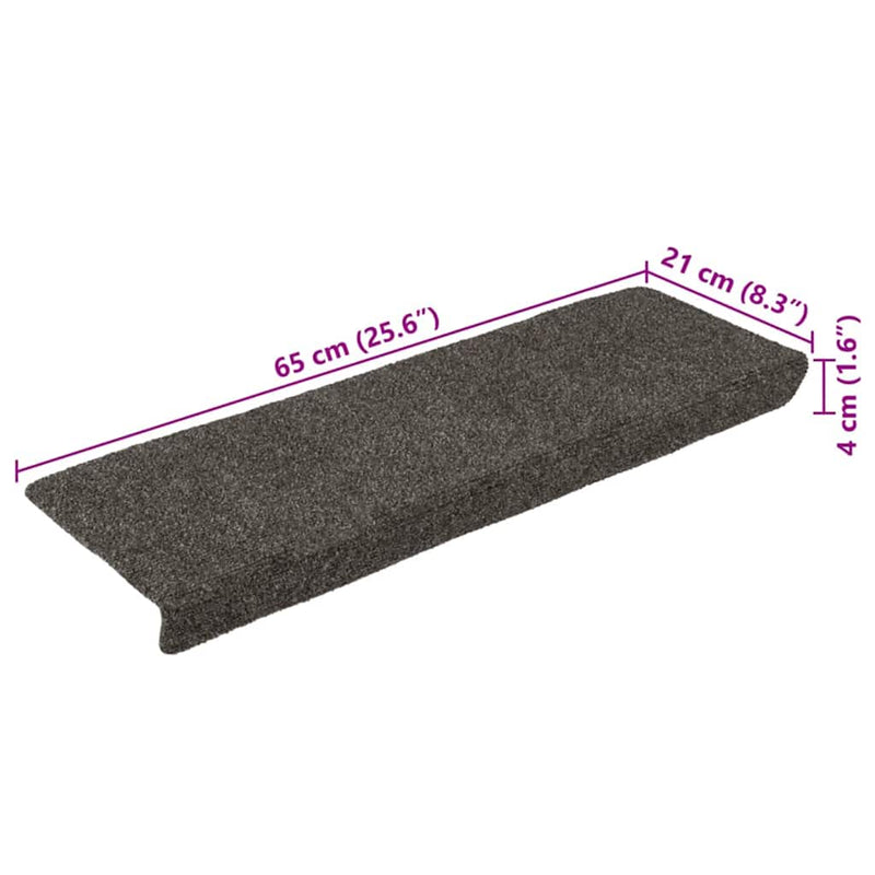 Covorașe autoadezive pentru scări, 30 buc., 65x21x4 cm, antracit, cu margine dreptunghiulară