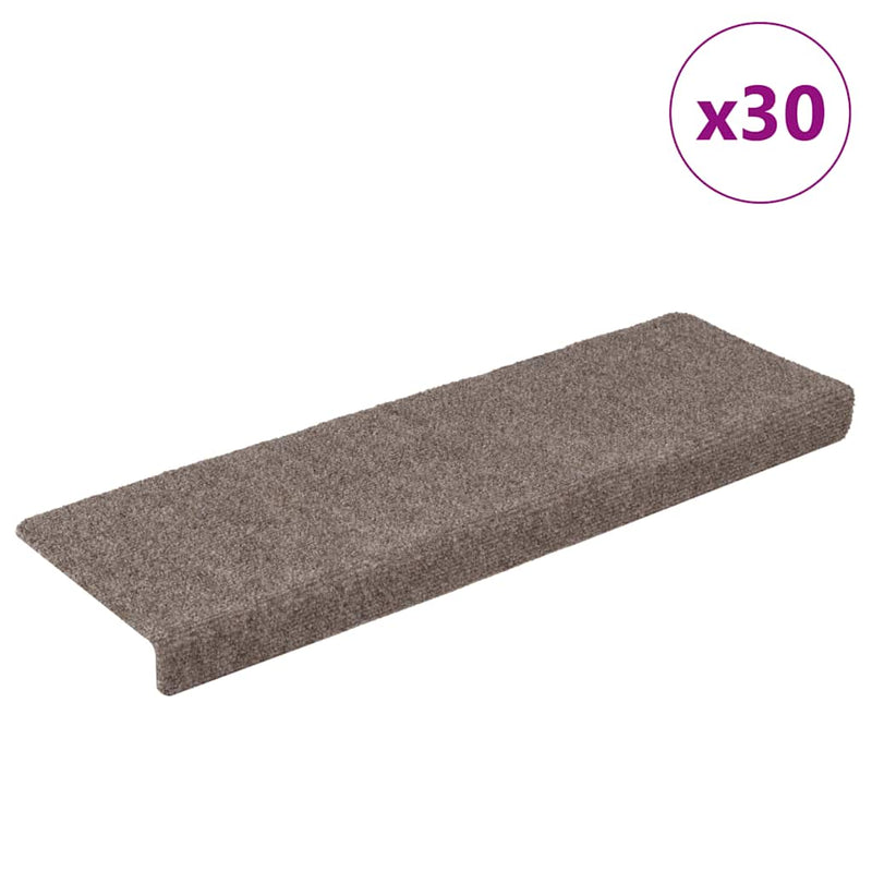 Covorașe autoadezive pentru scări, 30 buc., 65x21x4 cm, bej, cu margini dreptunghiulare
