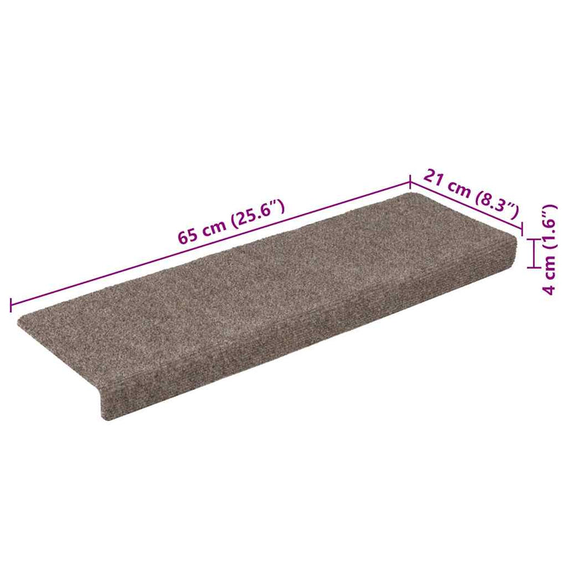 Covorașe autoadezive pentru scări, 30 buc., 65x21x4 cm, bej, cu margini dreptunghiulare