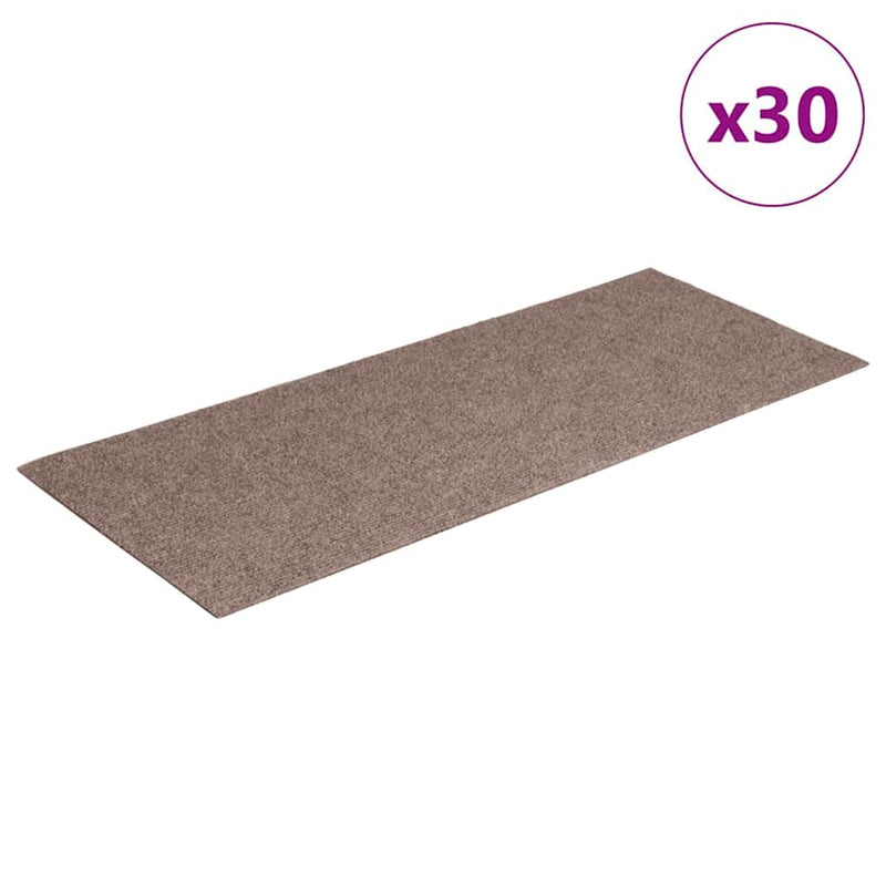 Covorașe pentru scări autoadezive, 30 buc., 60x25 cm, maro deschis, dreptunghiulare