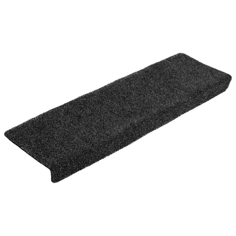 Covorașe scări autoadezive, 20 buc., 65x21x4 cm, gri închis, cu margine dreptunghiulară