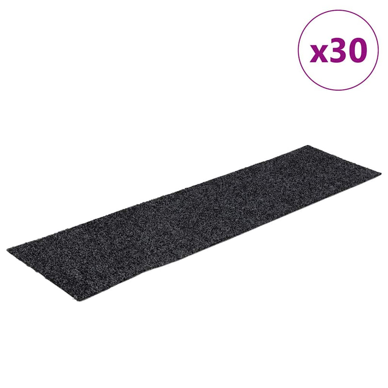 Covorașe scări autoadezive, 30 buc., 76x20 cm, gri închis, dreptunghiulare