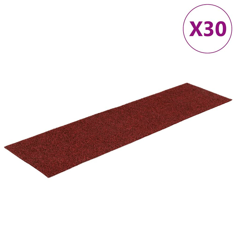 Covorașe pentru scări autoadezive, 30 buc., 76x20 cm, dreptunghiulare, roșu bordeaux