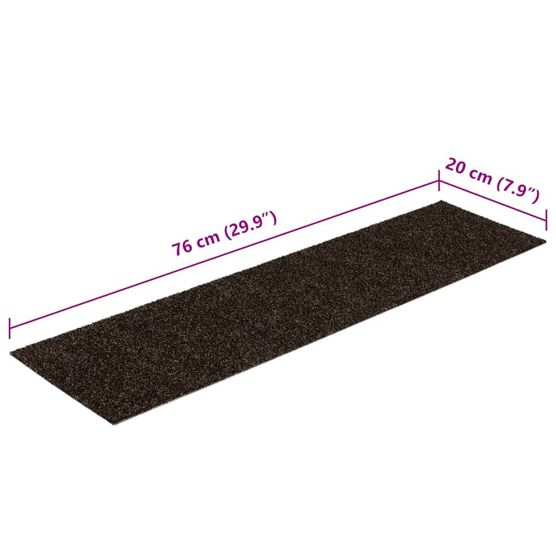Covorașe autoadezive pentru scări, 30 buc., 76x20 cm, maro închis, dreptunghiulare