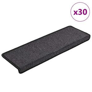 Covorașe pentru scări, 30 buc., 65x21x4 cm, antracit, cu margini dreptunghiulare