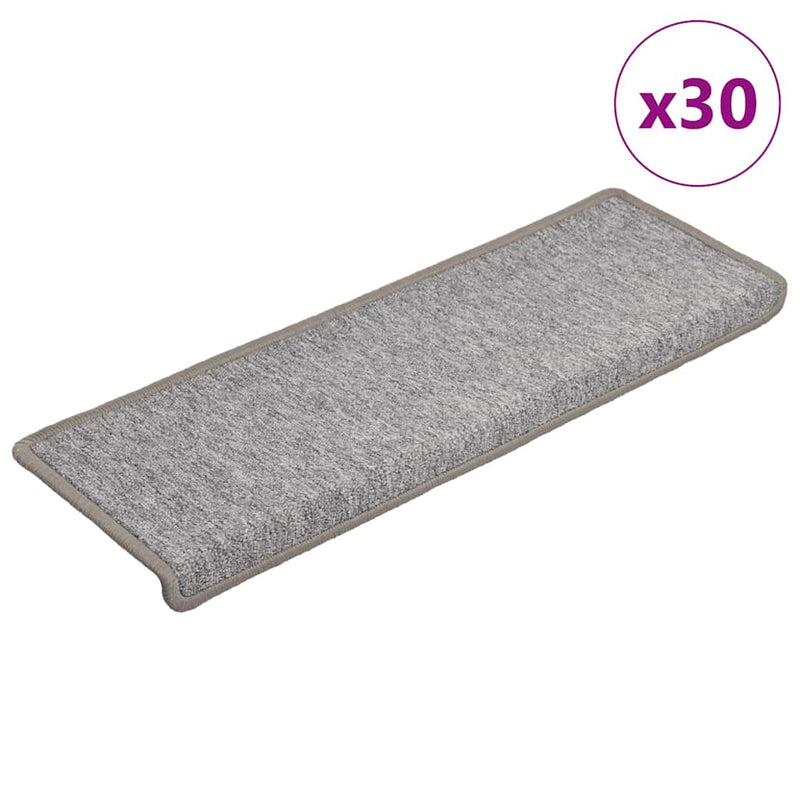 Covorașe pentru scări, 30 buc., 65x21x4 cm, gri deschis, cu margini dreptunghiulare