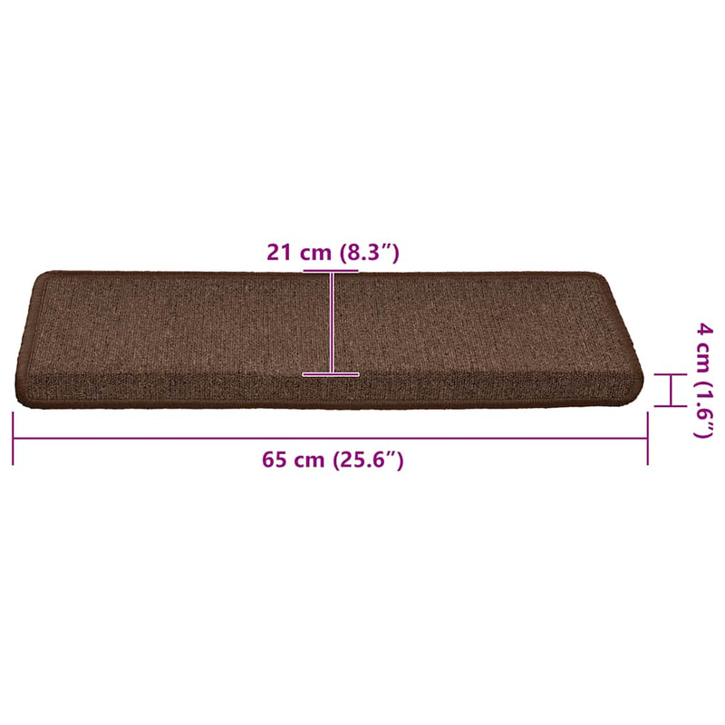 Covorașe pentru scări, 30 buc., 65x21x4 cm, maro cafea, margini dreptunghiulare