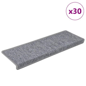 Covorașe pentru scări, 30 buc., 65x21x4 cm, gri deschis, cu margini dreptunghiulare