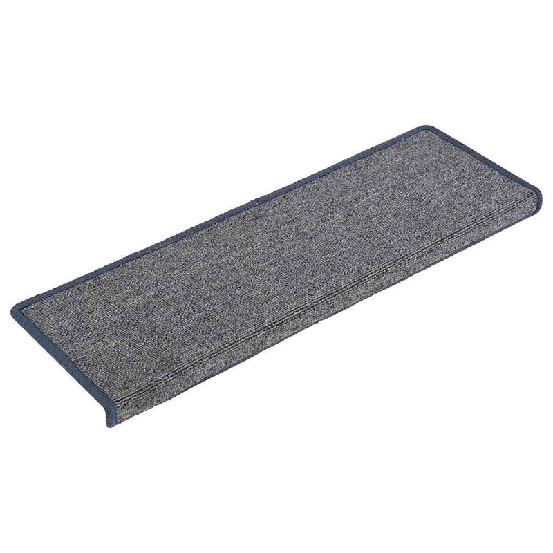 Covorașe pentru scări, 30 buc., 65x21x4 cm, gri deschis și albastru, cu margini dreptunghiulare