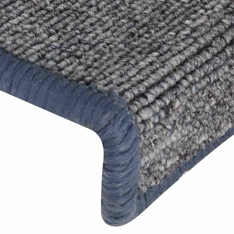 Covorașe pentru scări, 30 buc., 65x21x4 cm, gri deschis și albastru, cu margini dreptunghiulare