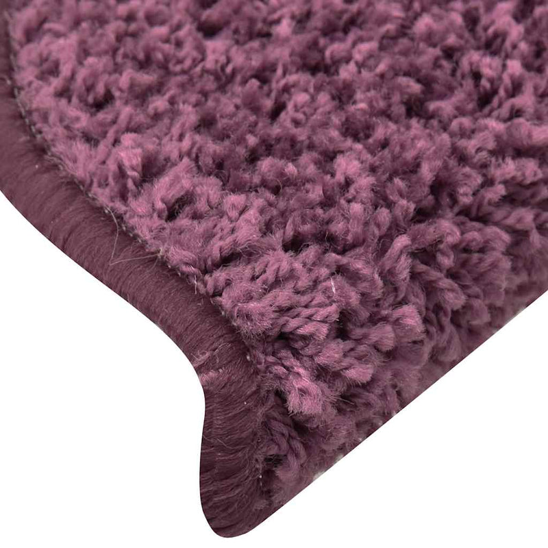 Covorașe scări, 30 buc., 65x21x4 cm, violet închis, semirotunde, mari