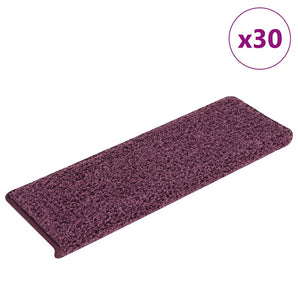 Covorașe pentru scări, 30 buc., 65x21x4 cm, violet închis, cu margini dreptunghiulare
