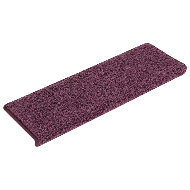 Covorașe pentru scări, 30 buc., 65x21x4 cm, violet închis, cu margini dreptunghiulare