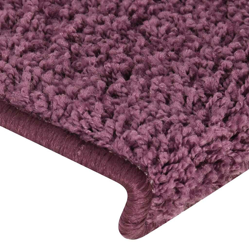 Covorașe pentru scări, 30 buc., 65x21x4 cm, violet închis, cu margini dreptunghiulare