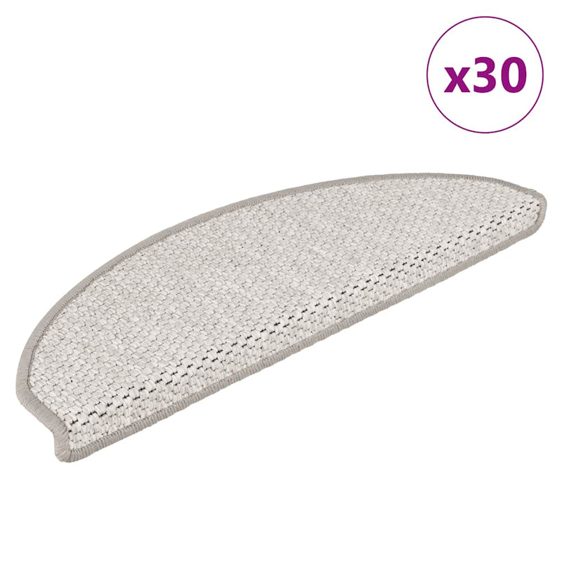 Covorașe scară autoadezive aspect sisal 30 buc Platina