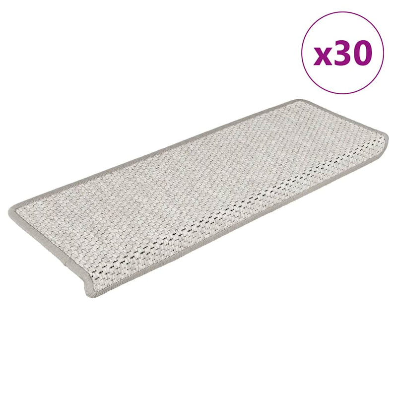Covorașe scară autoadezive aspect sisal 30 buc Platina