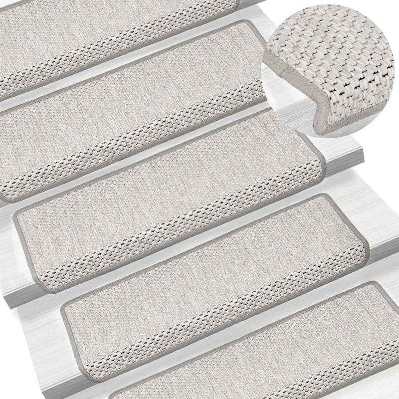 Covorașe scară autoadezive aspect sisal 30 buc Platina